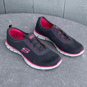 Women’s Skechers air cooled memory foam stretch fit shoes gray pink 11